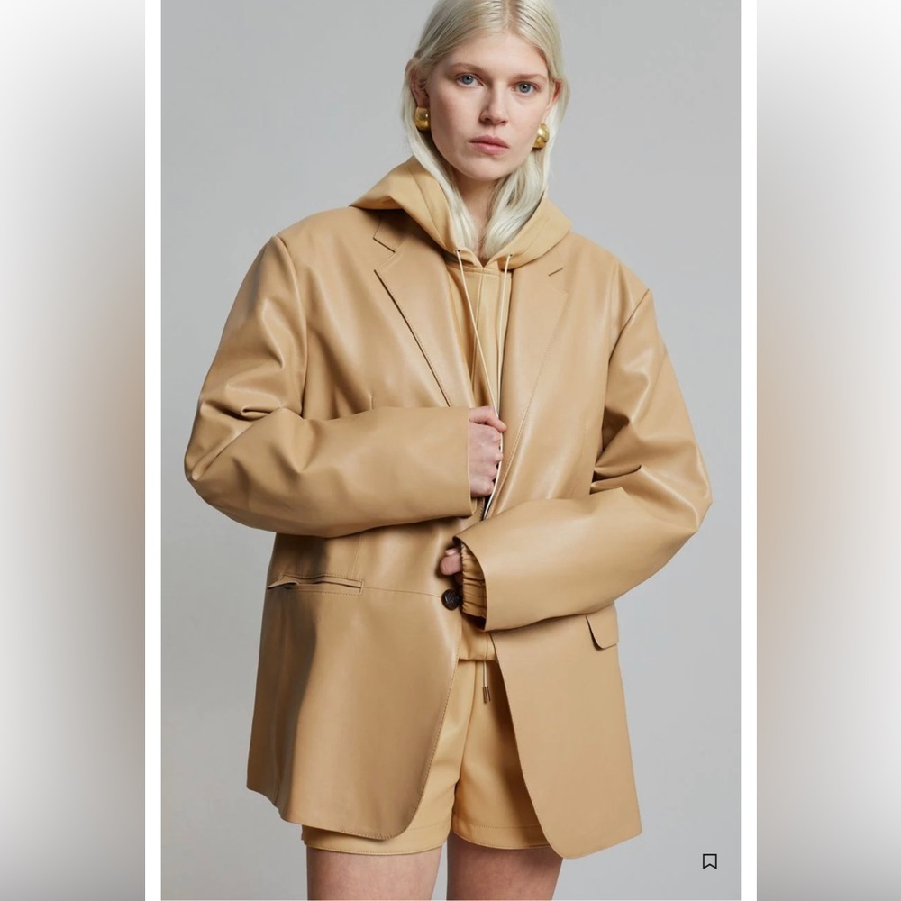 The Frankie Shop Olympia faux leather jacket - butter